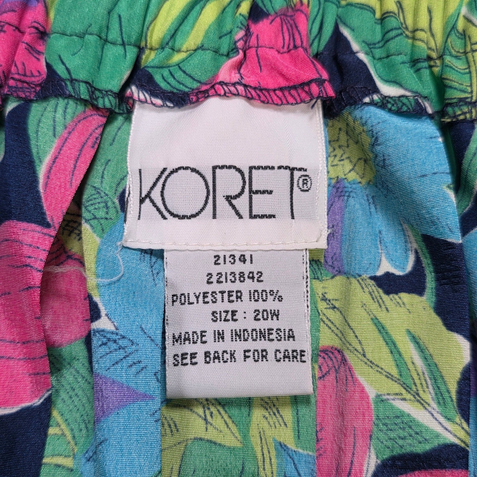Vintage Koret Floral Midi Skirt Women’s Size 20W Green Pink Navy Blue Pleated