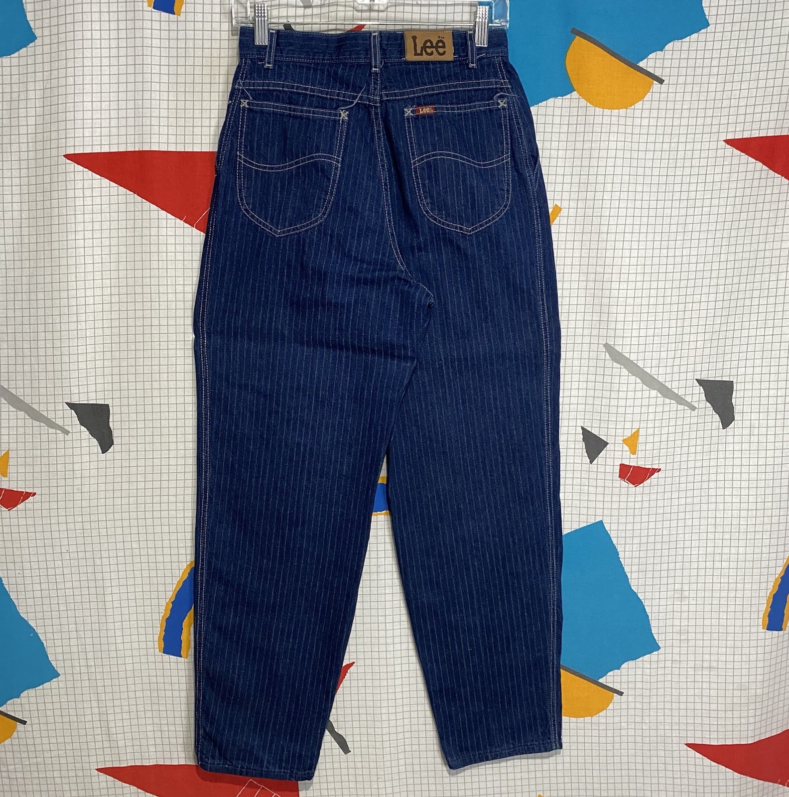 Vintage 70s Lee Jeans Pinstripe Pleated 27×29 High Waist Mom Talon Zipper USA