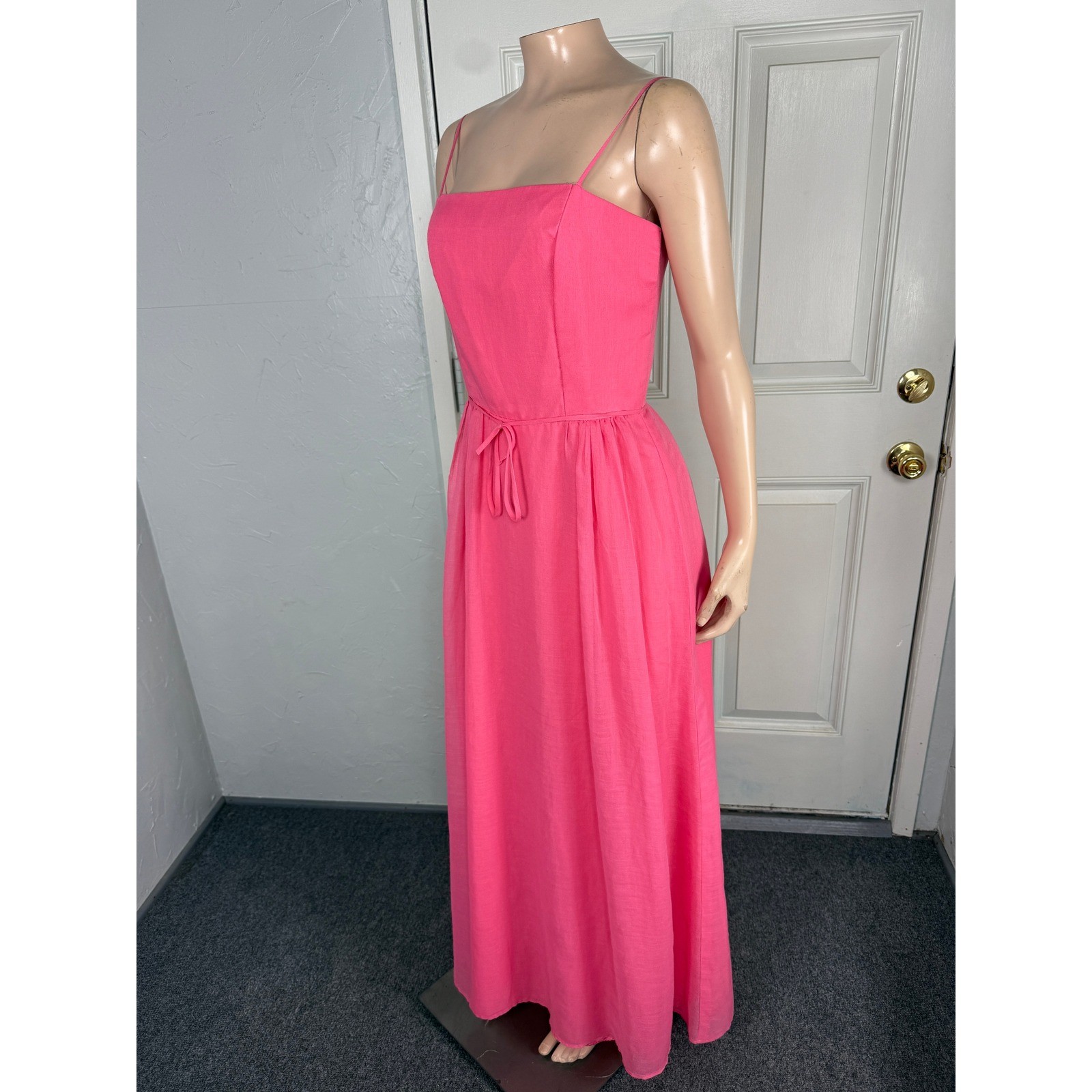 Vintage 70s Bianchi Dress Party Cotton Blend Maxi Long I3-25