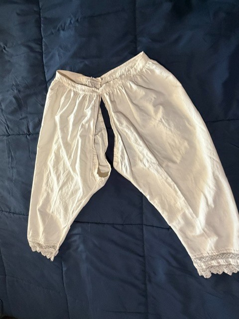 VTG Edwardian bloomers split drawers cotton long legs waist 25-26″ Unique