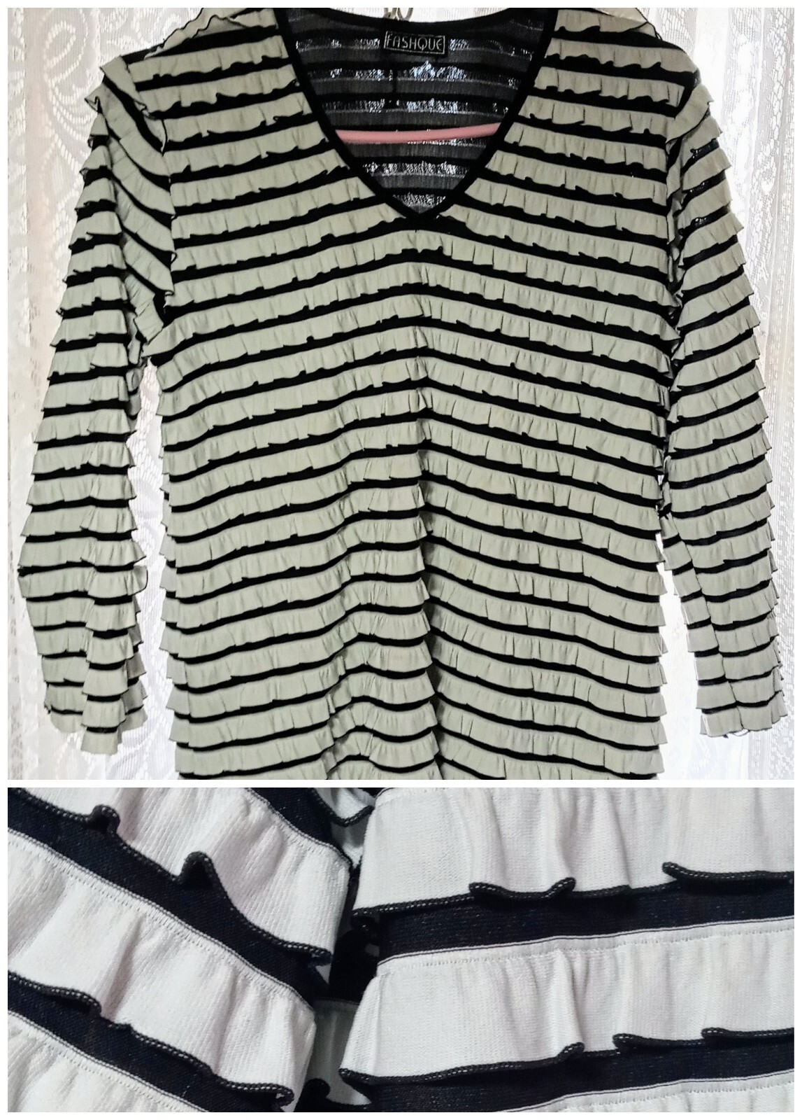 Vtg Fashque 60s Layered Ruffled Long Sleeve Blouse New York Broadway Theater