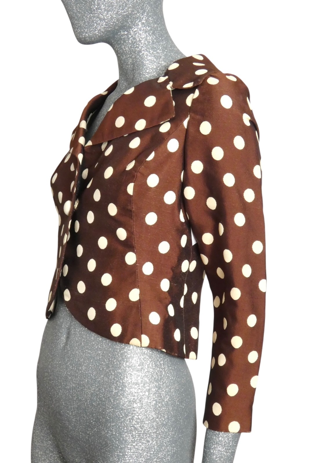 ARNOLD SCAASI – 1960s Polka Dot Cropped Jacket, Size 4