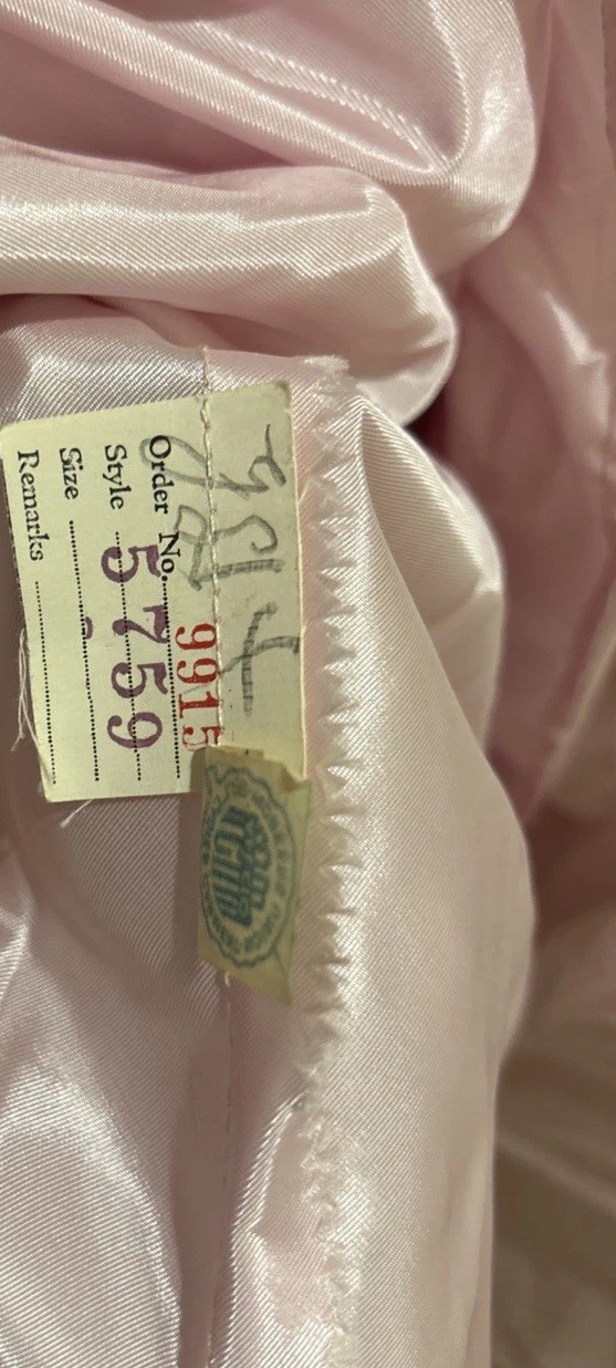1950 Vintage Pastel Pink Tiered Ruffled Tulle Dress Gown Cup Cake Union Made