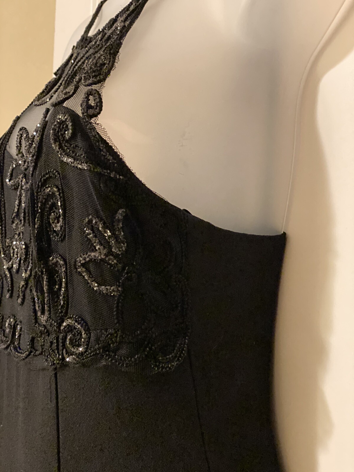 Blondie And Me Vintage Black Beaded Evening Formal Dress Made In USA Size 7