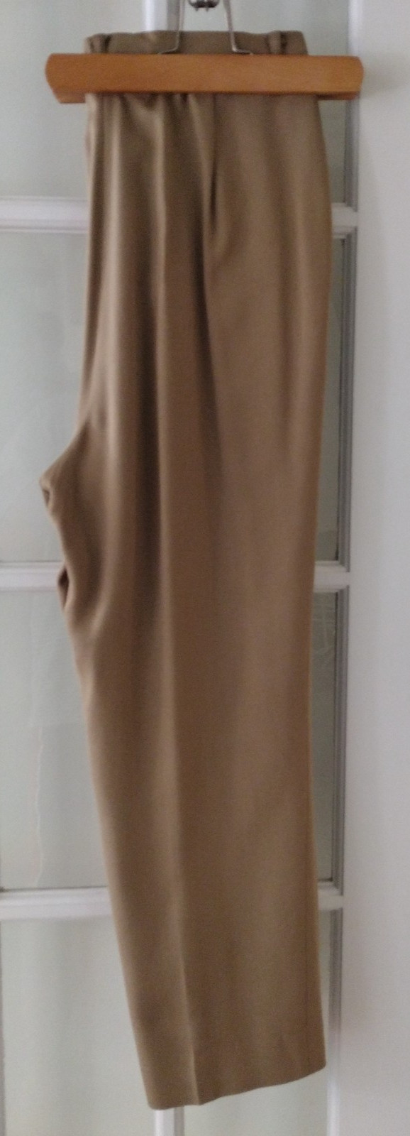 INC Womens 12 Silk Wool Blend Vintage Pleated Zip High Waist pants Trousers Tan