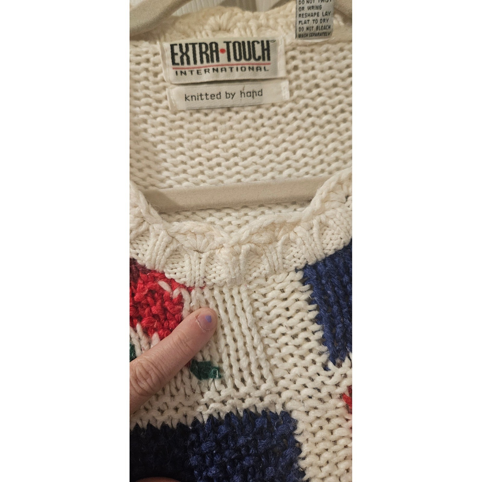 Vintage Hand Knit Granny Square Sweater Womens 3X Grandmacore Cottagecore