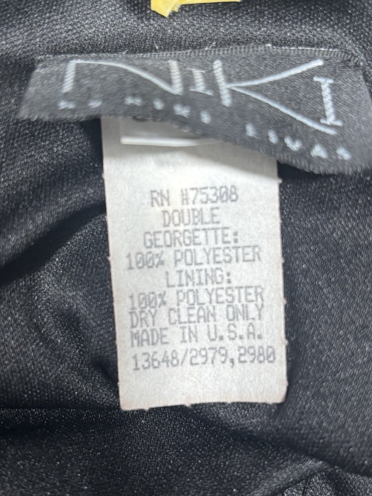 Vintage 90’s Niki Livas Black Double Georgette V-Neck Cocktail Dress Size 12