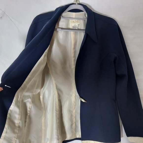 VTG Cache Blazer 8 Navy Career Capsule Tailor Office Business Professional Chic