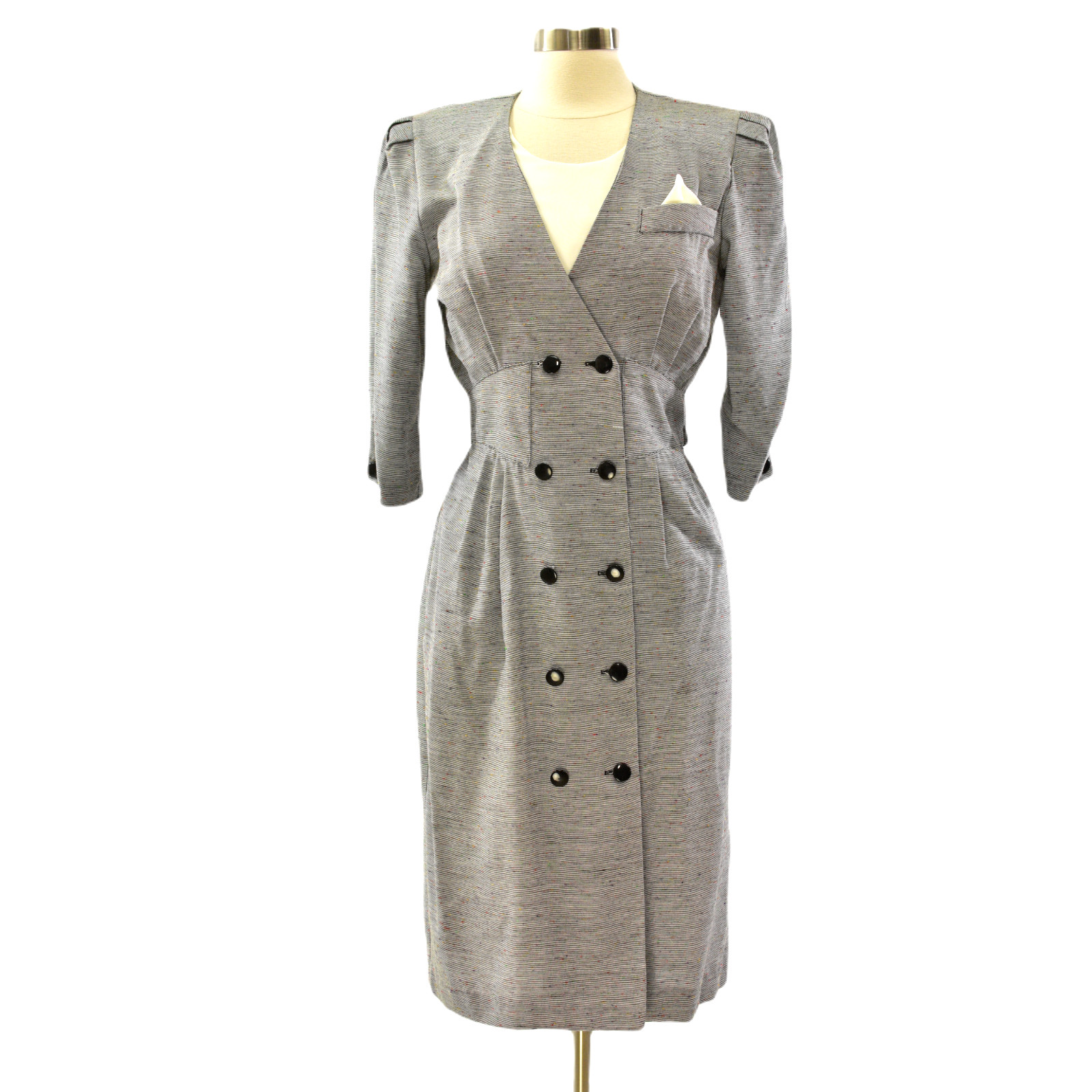 90s Double Breasted Shirt Dress Shoulder Pads VLP Size PS