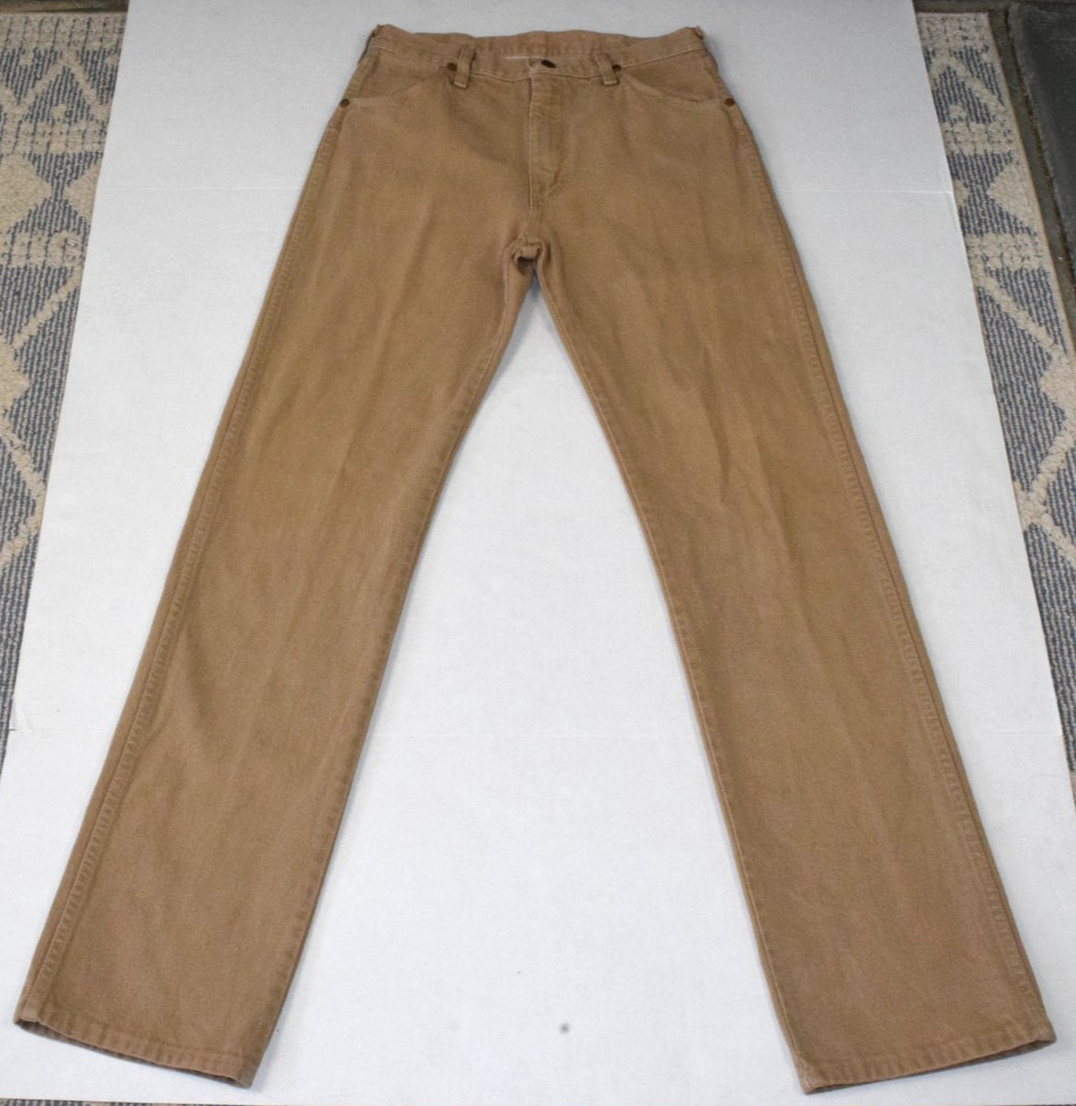 Vintage Wrangler Jeans W30 L33 80s Tan Riveted High Waist Straight Leg Made USA