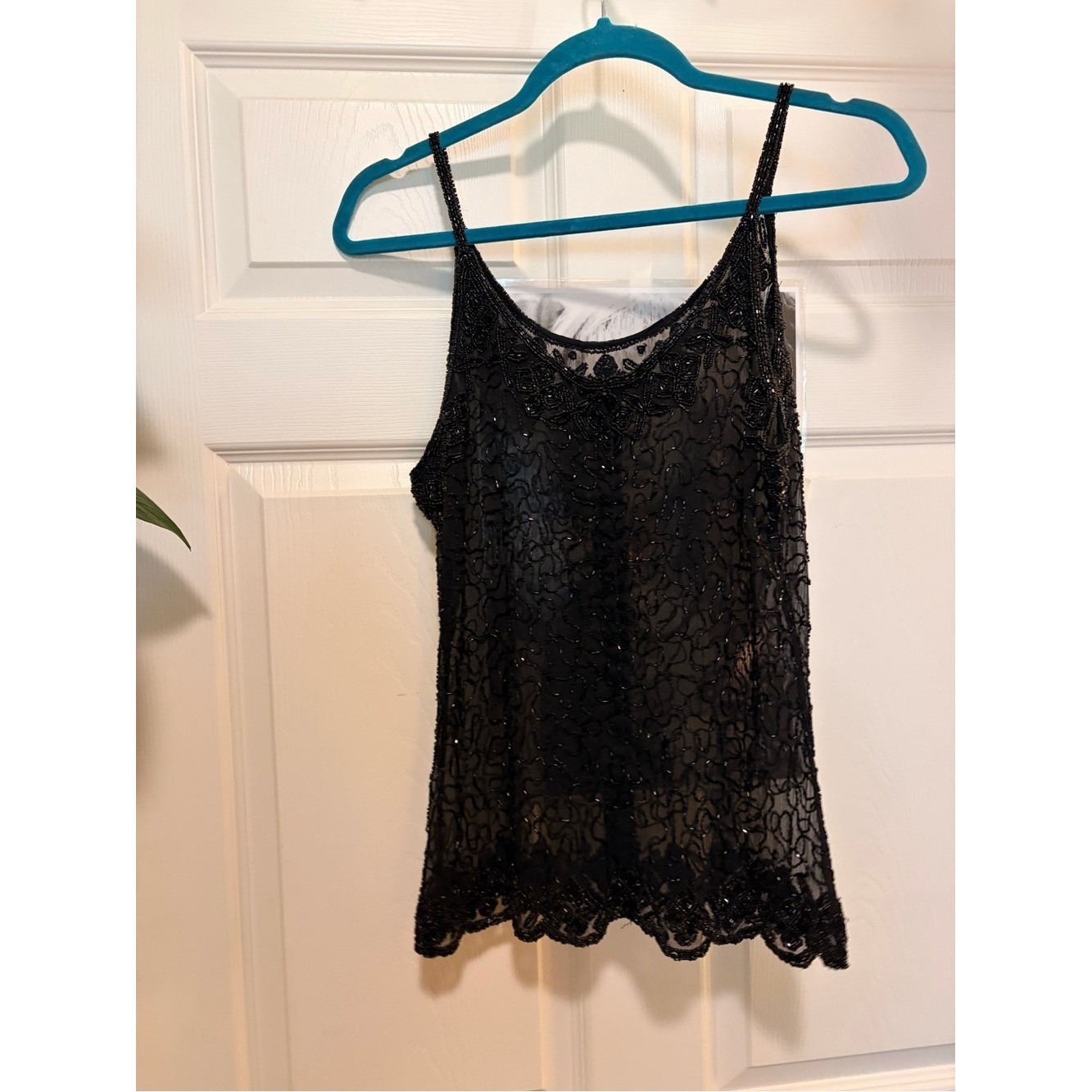 Vintage 90s Black Beaded Lace Camisole