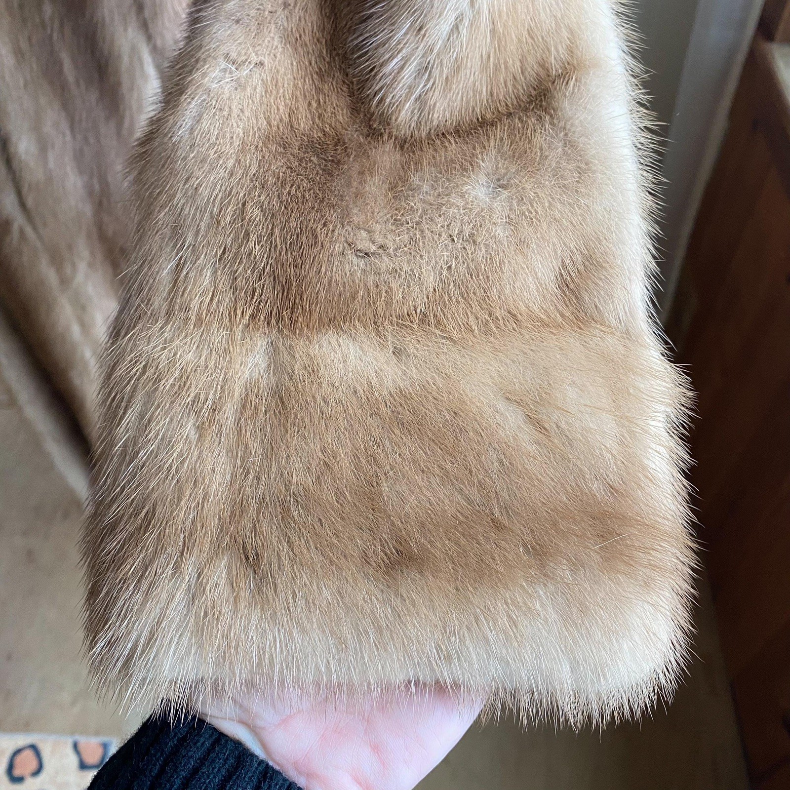 Vintage 60s mink coat midi autumn haze light brown shawl collar 46” bust EUC