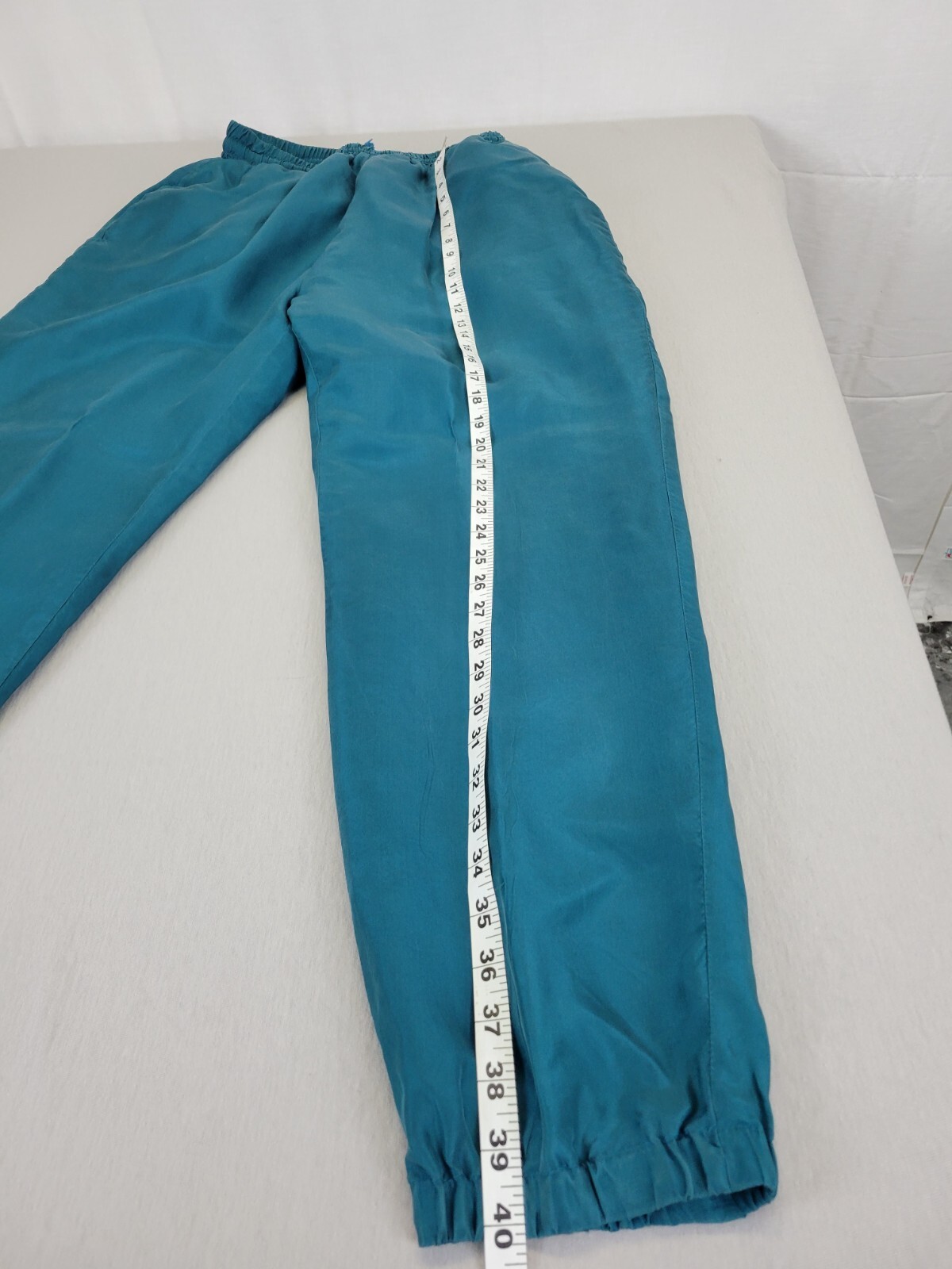 Out Brook Snap Up Track Suit 100% Silk Teal Stripes Boho 80’s Vintage