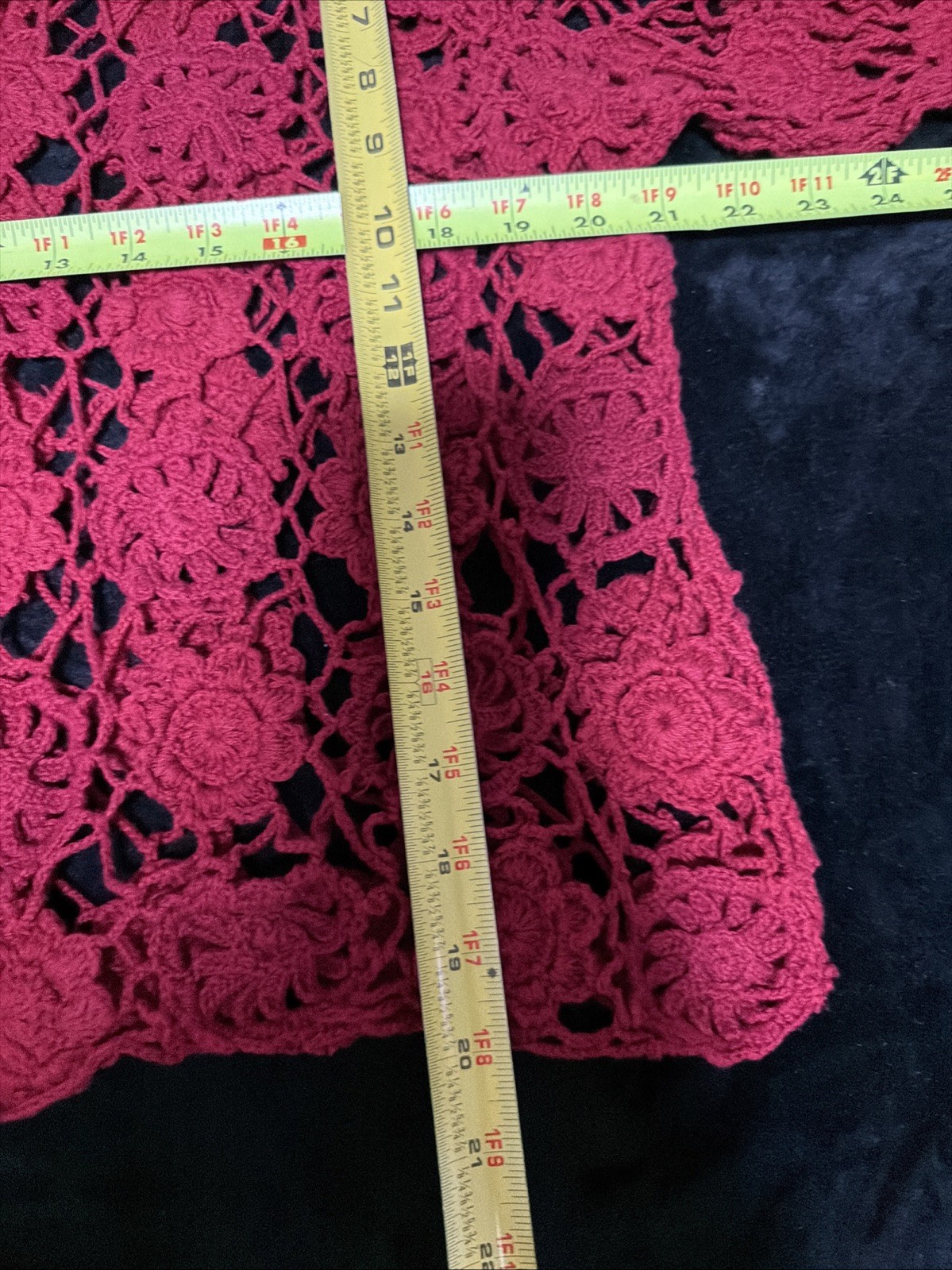 Vintage 1980s Putumayo Long Sleeve Croquet Sweater Dark Red S/M Boho Festival