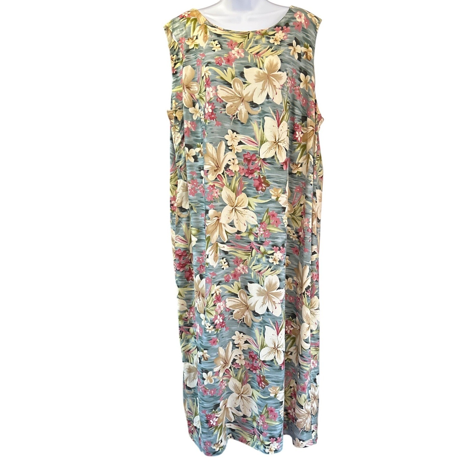 Vintage 90s Leslie Fay Floral Modest Shift Dress Tropical Coastal Grannycore 22W
