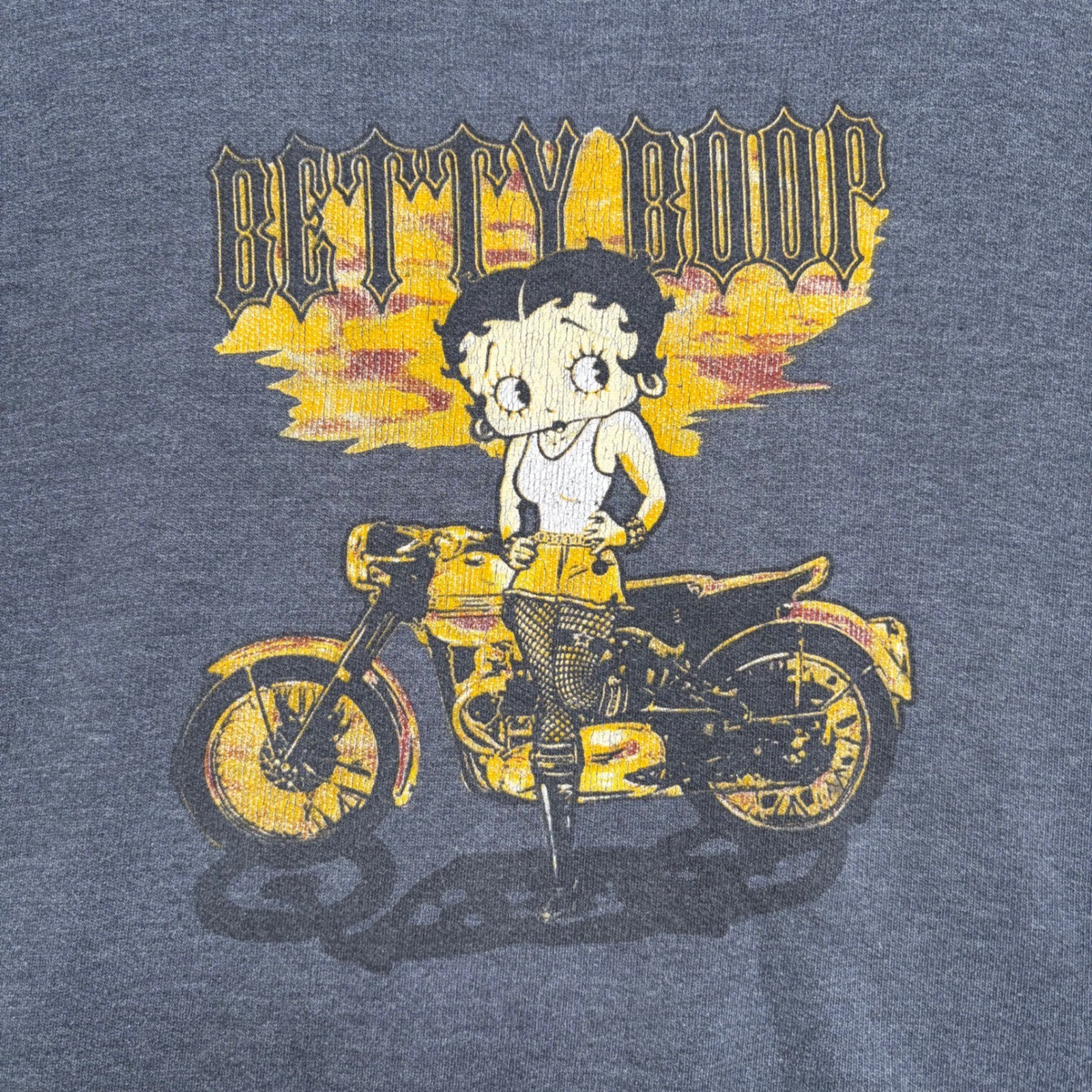 Betty Boop Sweatshirt Women XXL Gray Biker Motorcycle Vintage Oversized Graphic