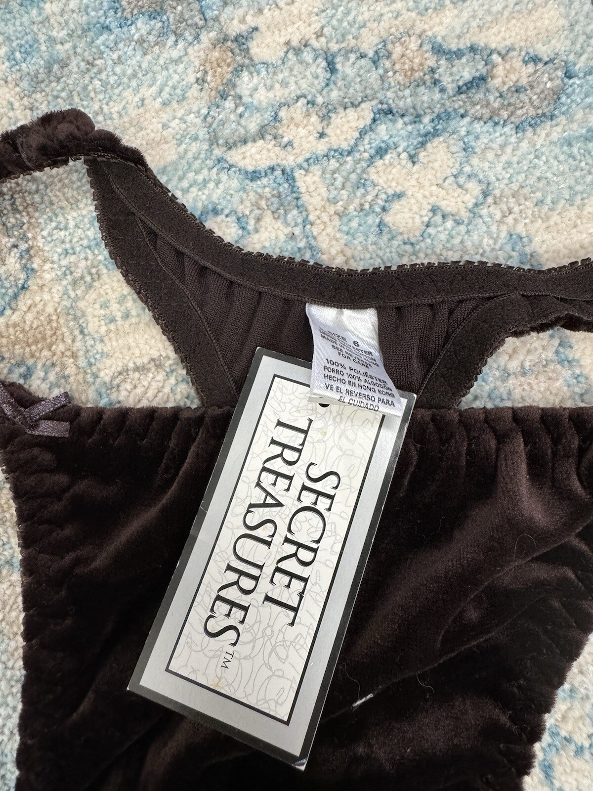 Secret Treasures Vintage Velvet Glossy Thong String Panties Bikini High Cut Y2K