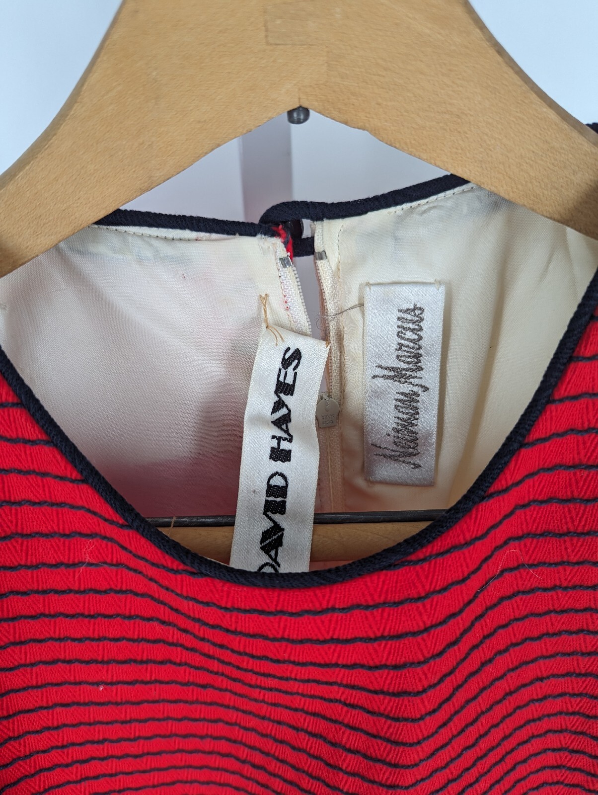 David Hayes for Neiman Marcus Vtg 80s OpArt New Wave Memphis Group Dress 36″