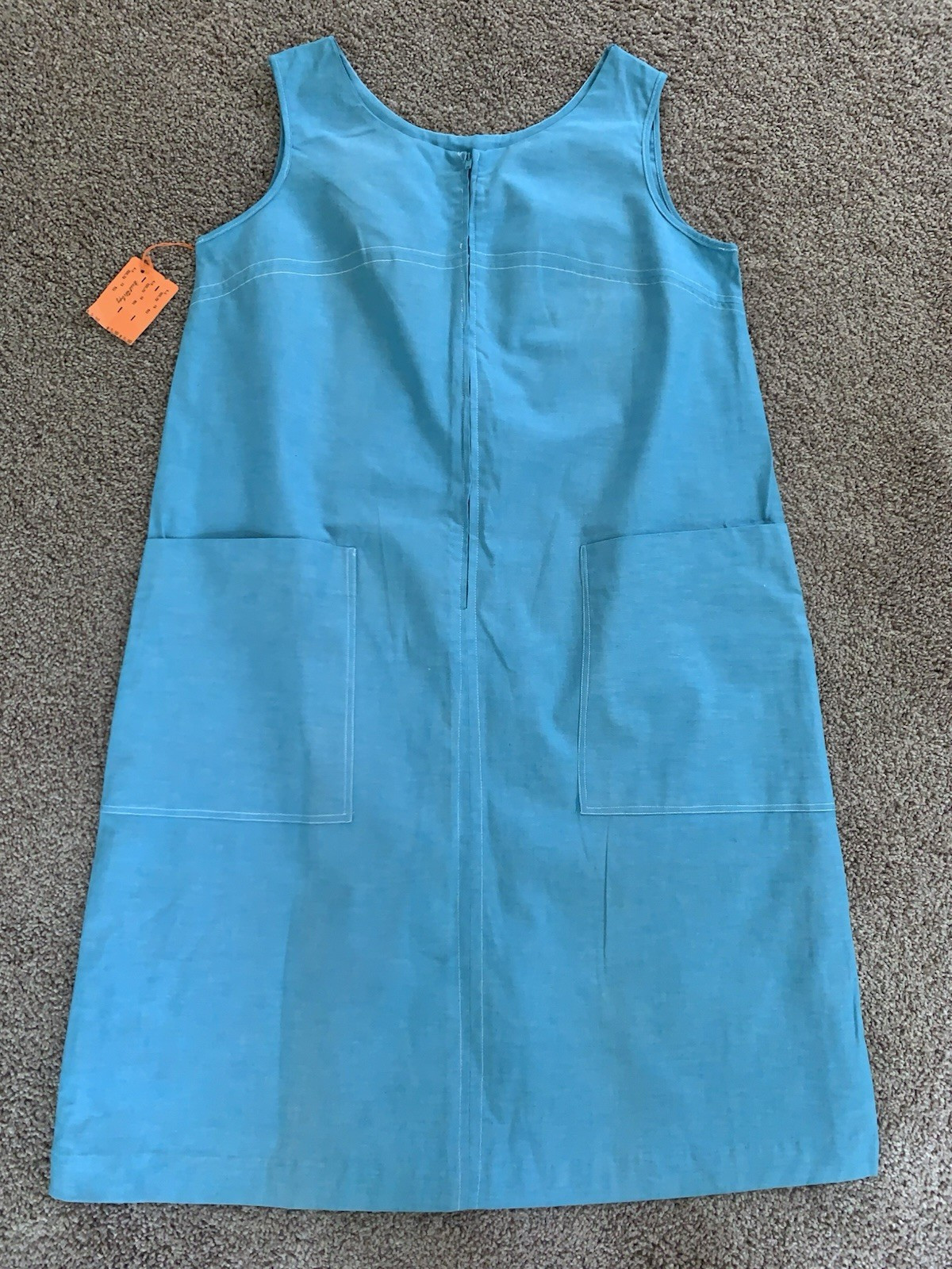 Vintage NWT From Marshall Fields Blue 60s Skimma Full Front Zipper Dress-Sz Med