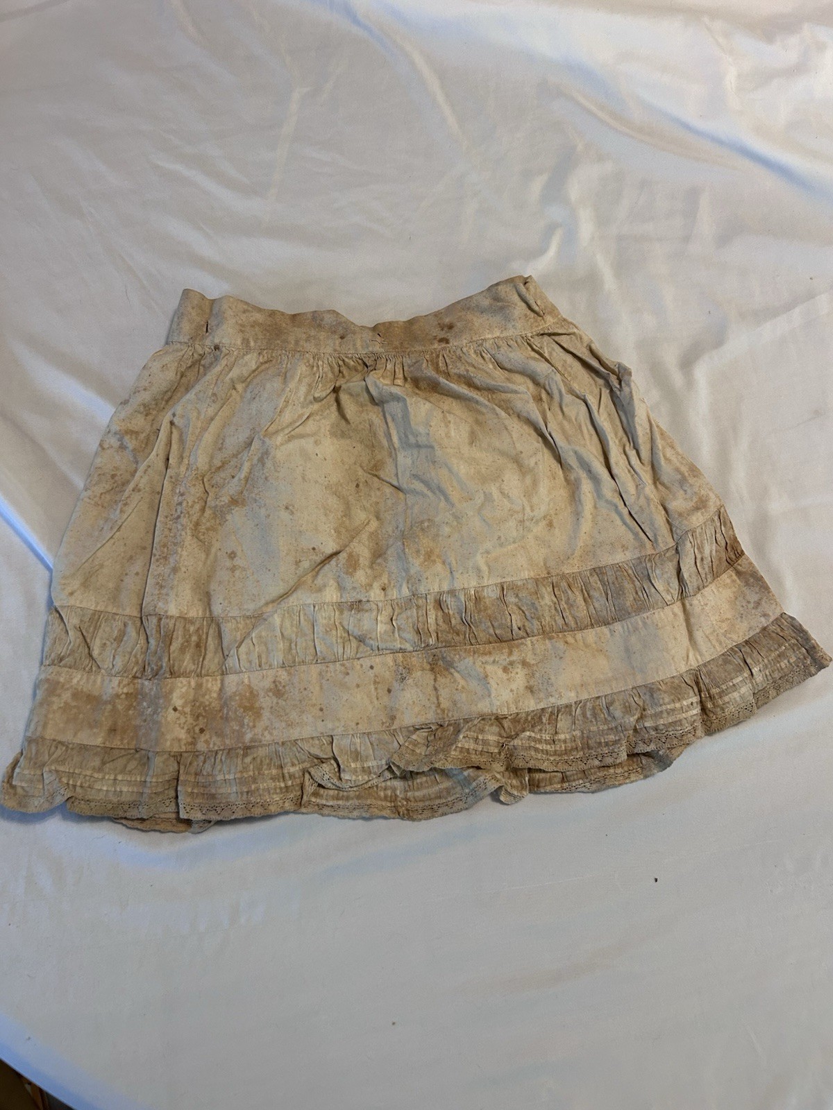 Vintage White Cotton Bloomers Long Underpants with Eyelet Lace Trim