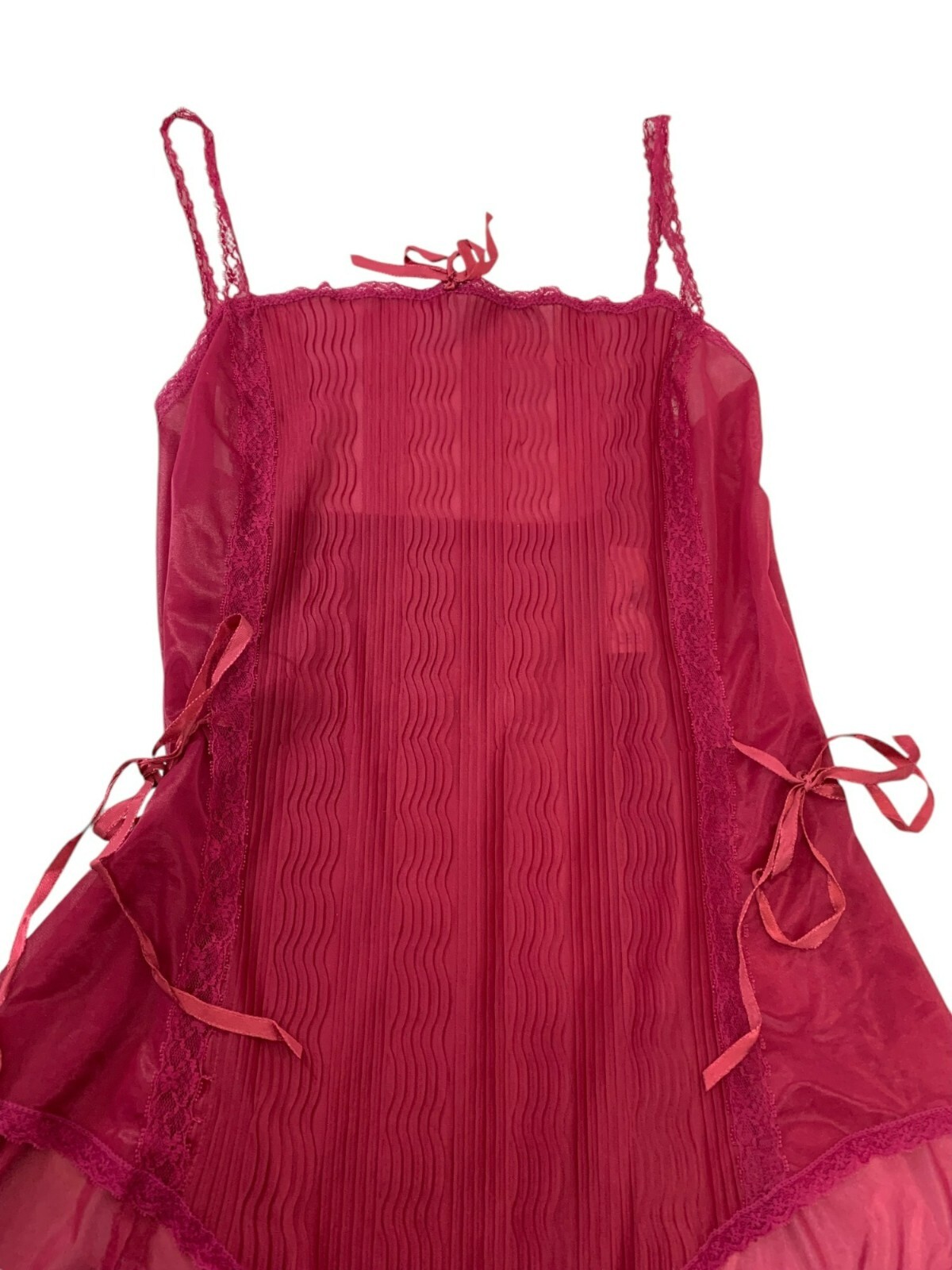 Coquette VTG OLGA 1980s Sheer Magenta Lace Teddy Lingerie Size M Style 1150