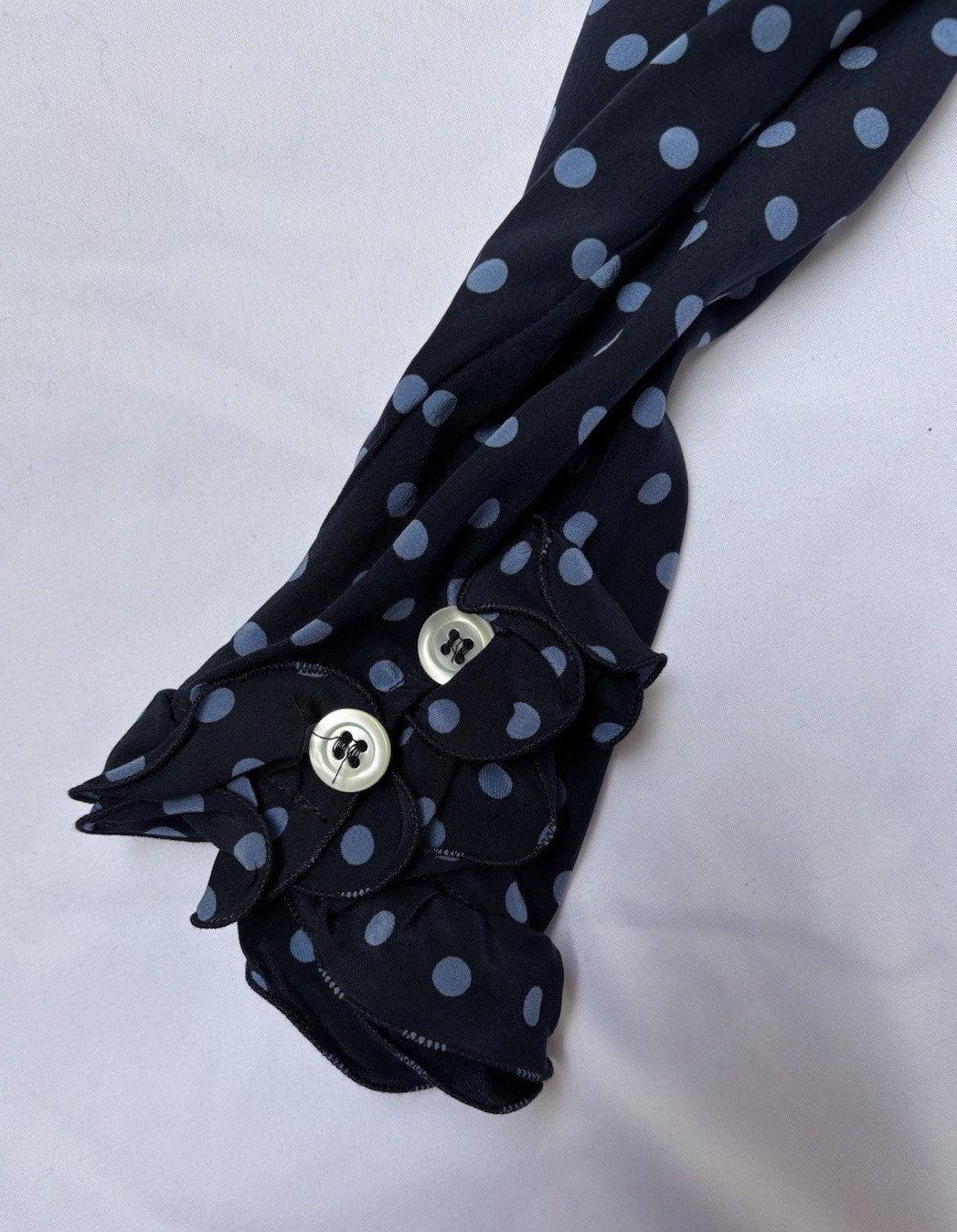 Vintage Valentino Miss V Blouse Navy & Light Blue Polka Dot Made Italy, Sz 38/4