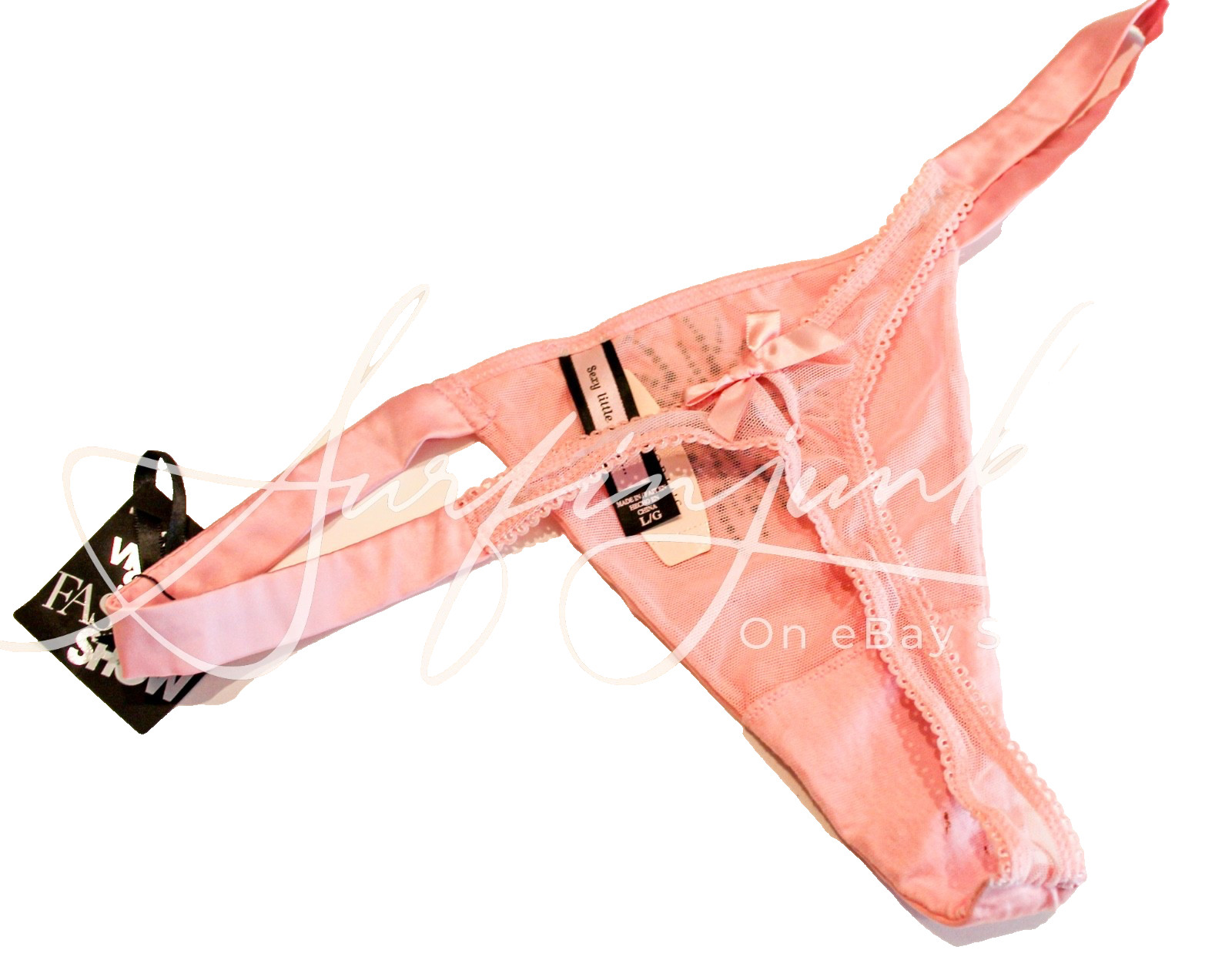 Victoria’s Secret Vintage 2011 Panties Panty Thong Bikini Pink Crystals Large Ne