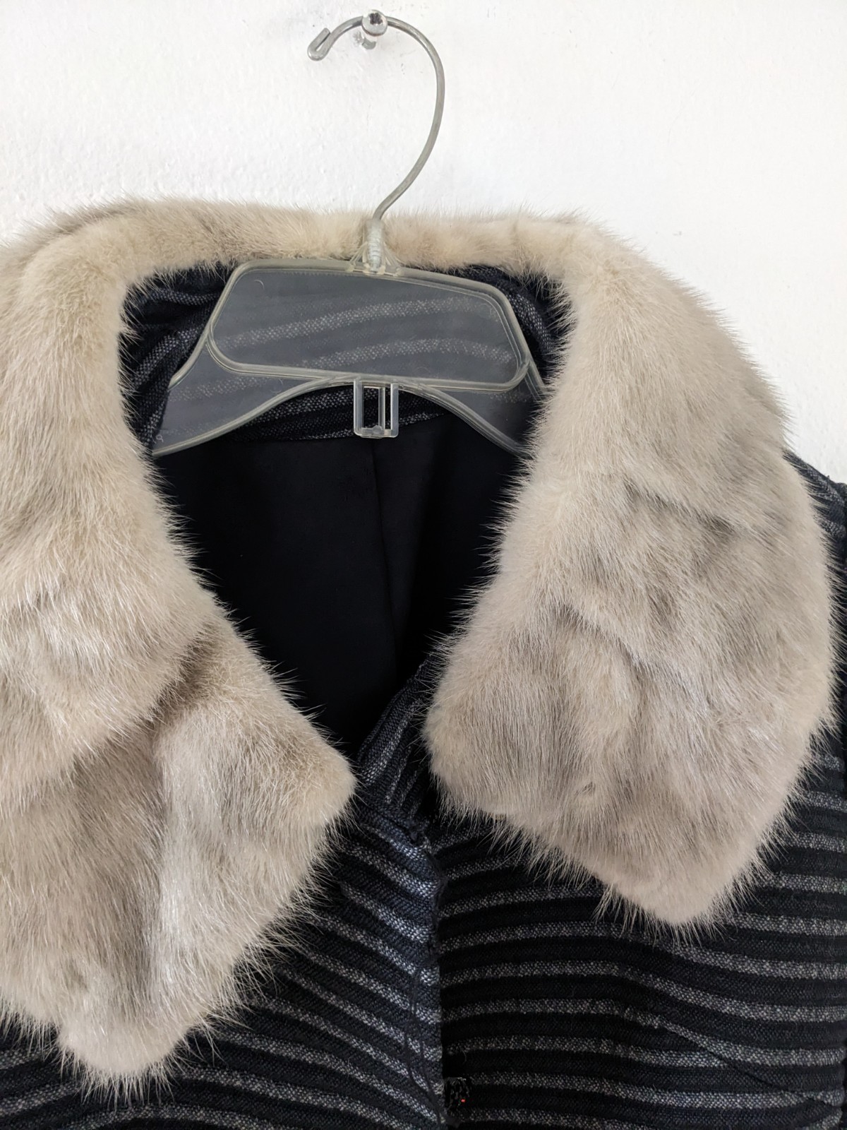 Beautiful Mid-Century Modern Wool and Fur Coat Handmade Medium