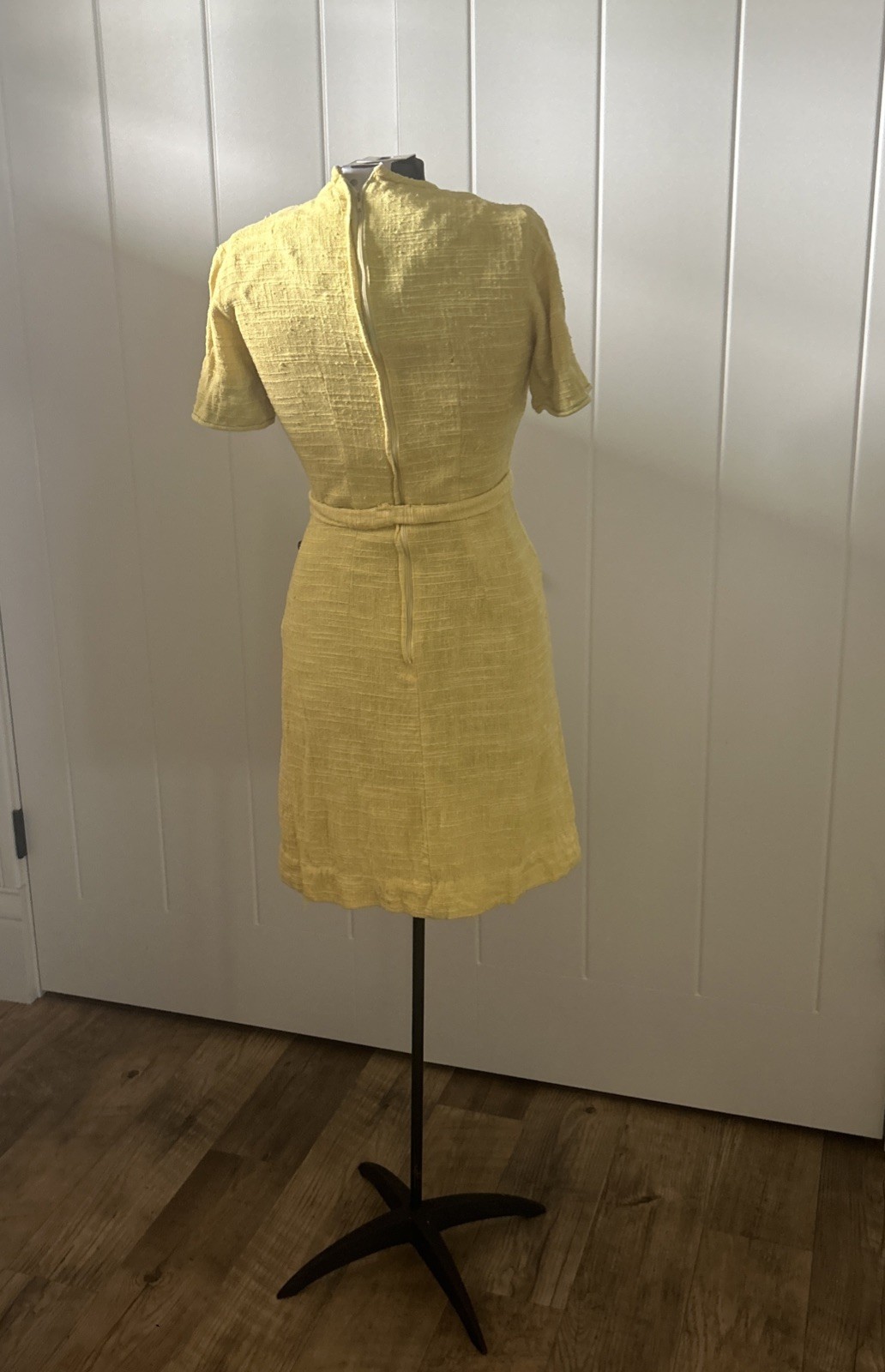 Vintage J. Harlan Originals ModYellow Linen Dress With Cut Out Neckline