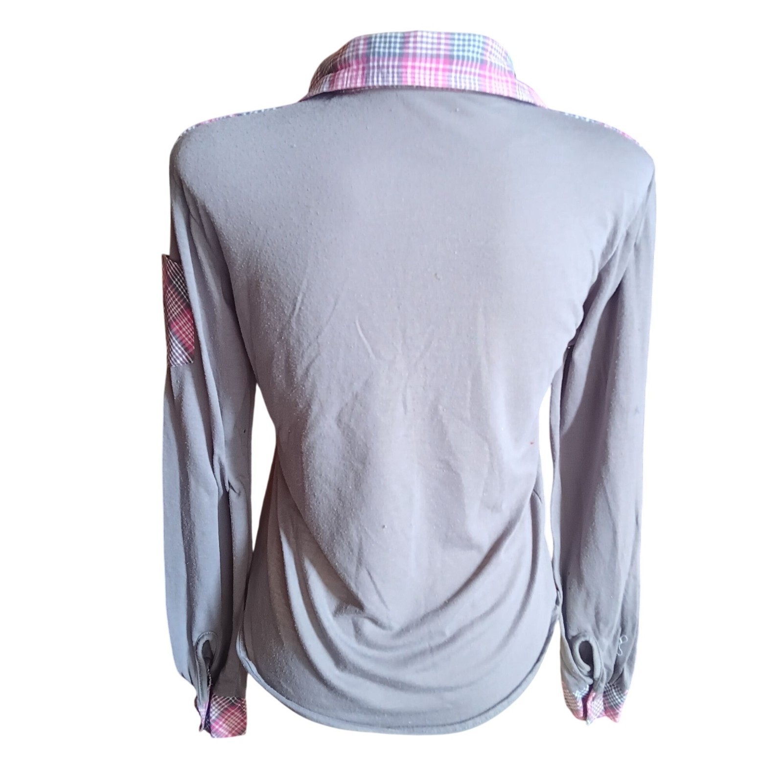 Plaid Patchwork True Vintage Boho Top Small Long-Sleeve Shirt Hippy 1970’s Thin