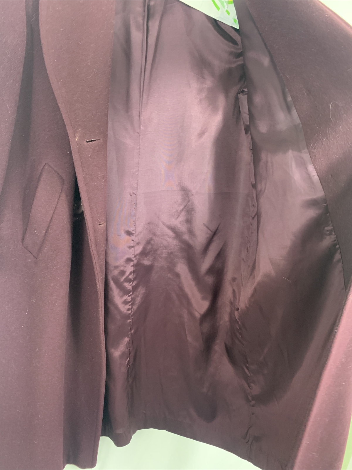 Vintage 80s Alorna Long Plum Wool Coat 12 Petite Evening Duster Velvet Trim