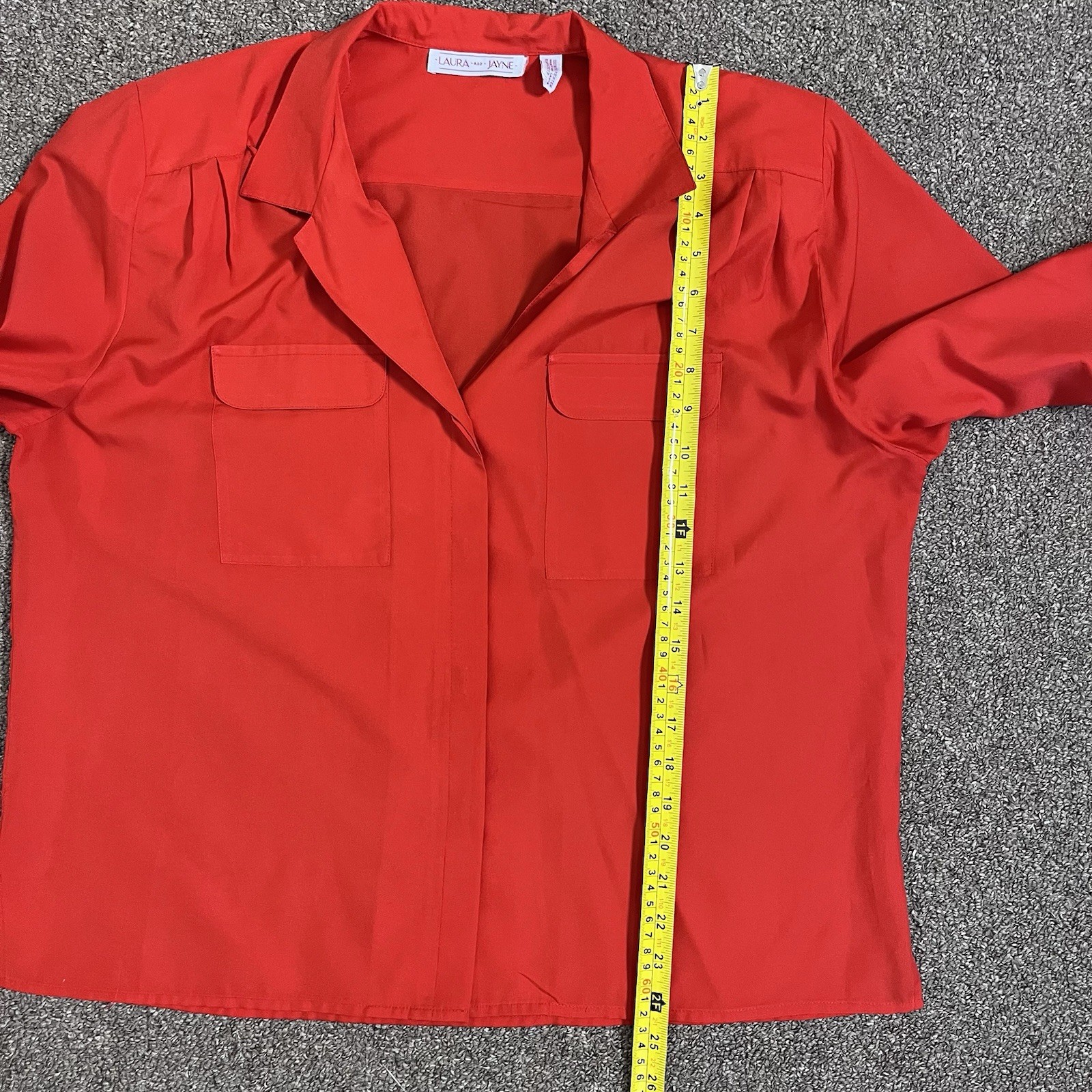 80s Vintage Button Up Top Red 1980s Dopamine Bright Preppy Shoulder Pads M L XL