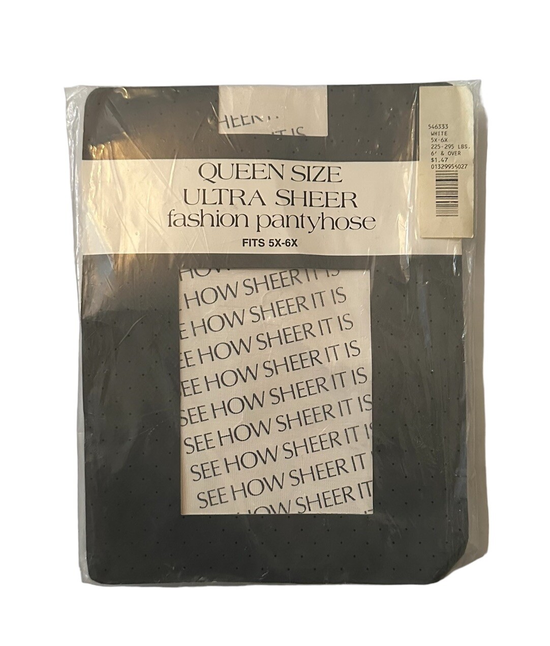 Vintage QUEEN Size Pantyhose Stockings SHEER Stretch WHITE New 5X 6X READ