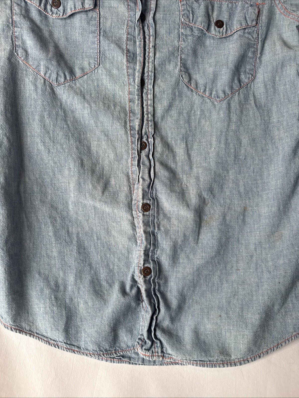 Vintage 70s Landlubber USA Blue Denim Shirt Western Snap Up Women’s Hippie Boho