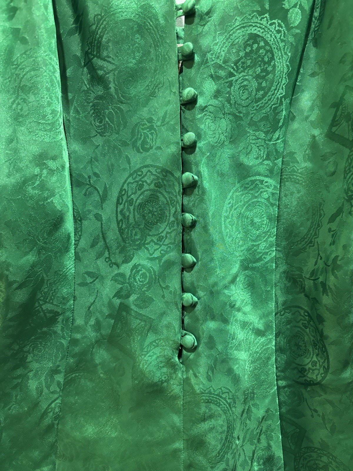 Vintage Victorias Secret Gold Label Emerald Green Floral Nightgown Slip Dress L