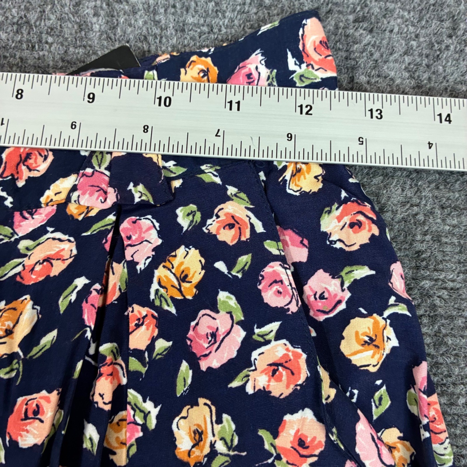 Vintage Wrapper USA Floral Wide Leg Pants Navy Pink Orange Rose Print Medium NWT