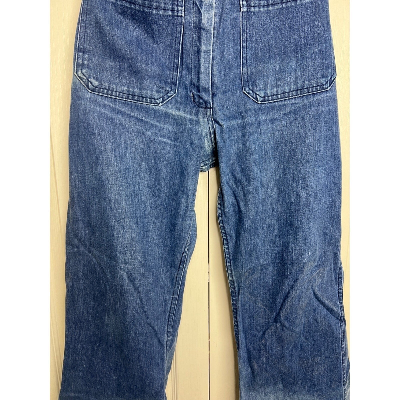 Vintage 1986 US Navy Utility Slacks Denim Hi Waisted Wide Leg Jeans 12L 26×27 G8