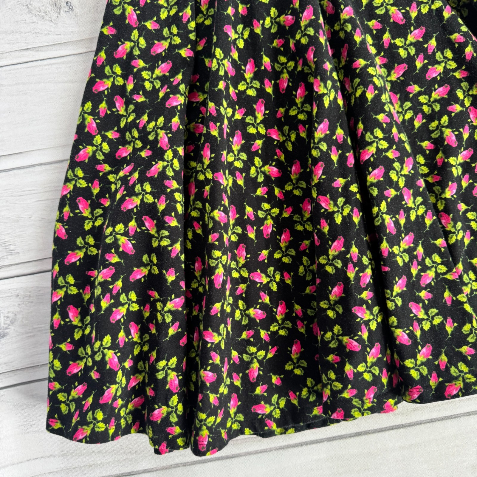BETSEY JOHNSON Rosebud Floral Y2K „VINTAGE” Punk Label Stretch Cotton Dress P XS
