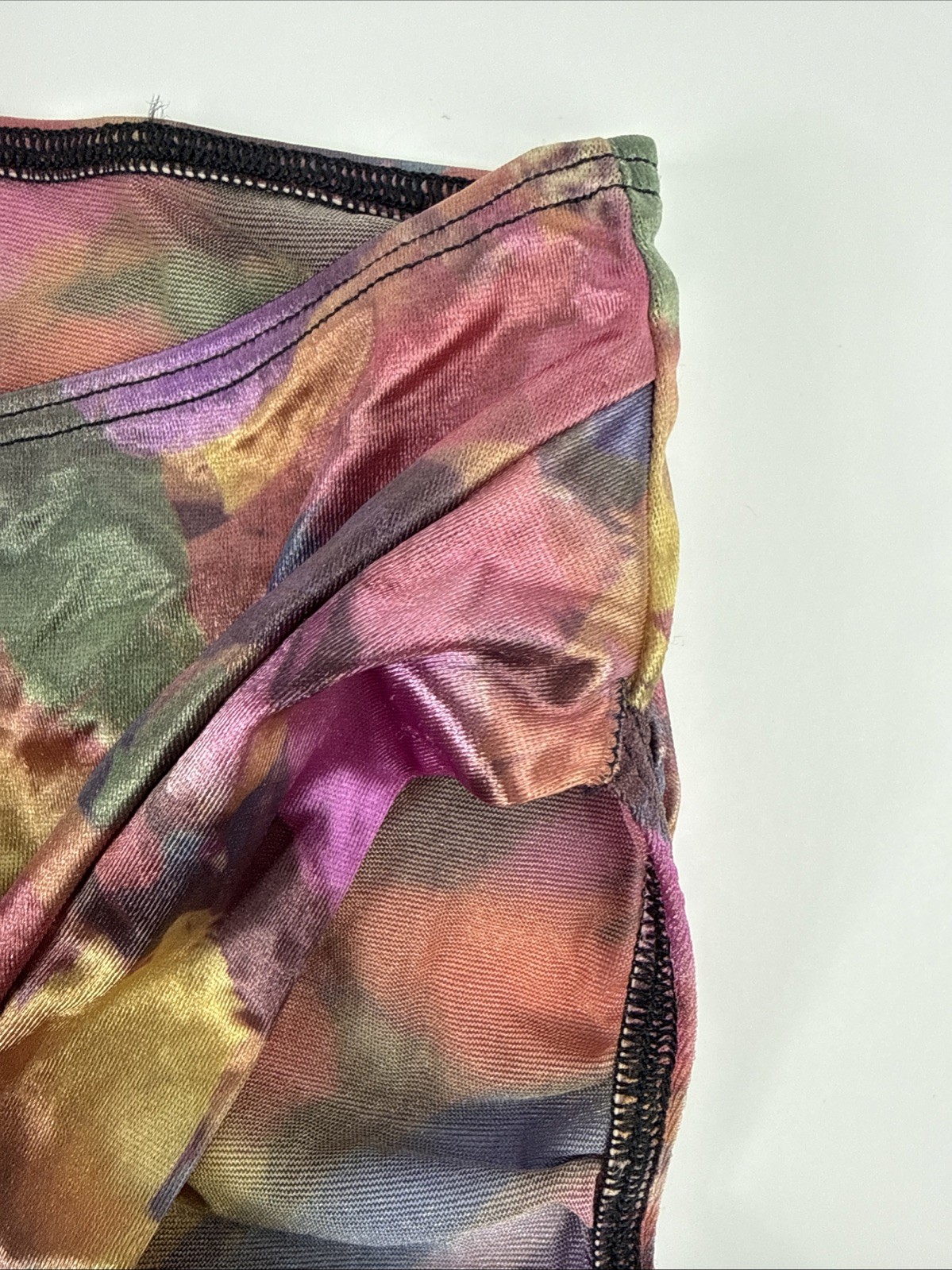 Vintage Olga Panties Size 7 Nylon Liquid Satin Silky High Cut Watercolor Floral