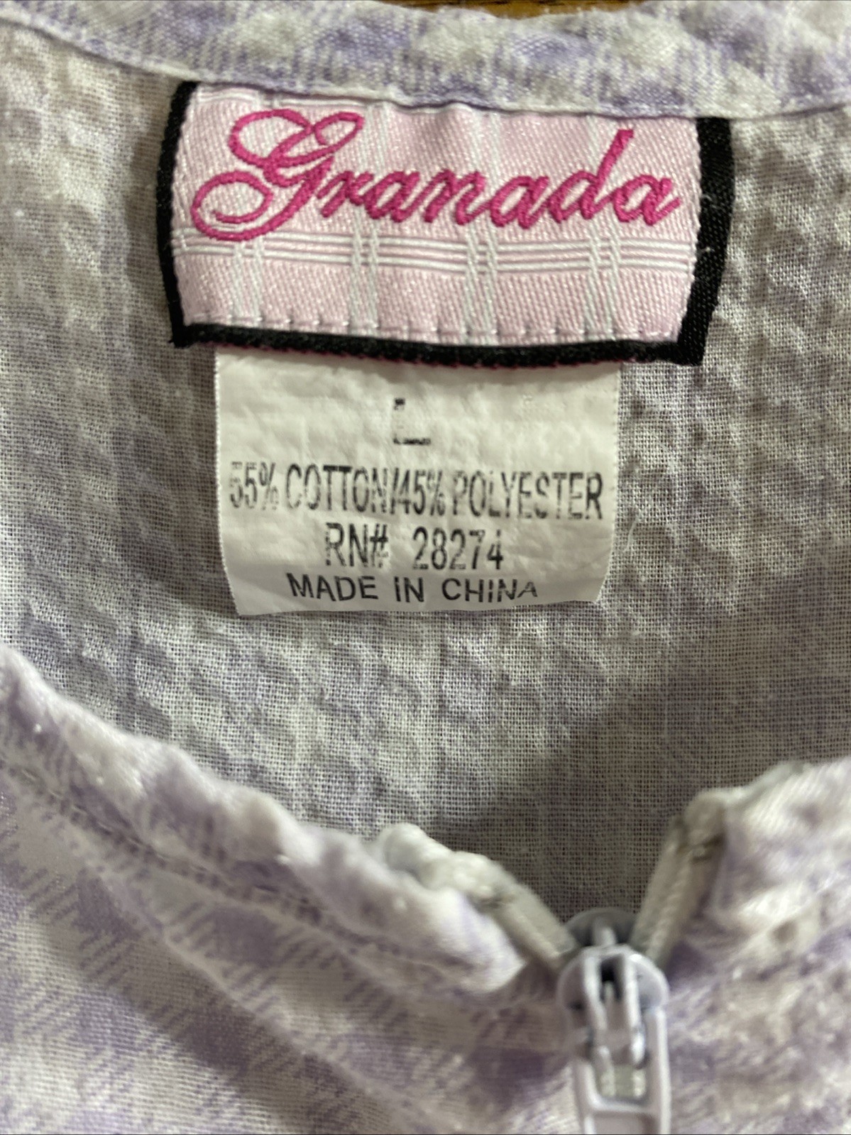 2 Vtg 80s Granada USA Checked Gingham Ric-Rack Trimmed Housedress Pockets Zip
