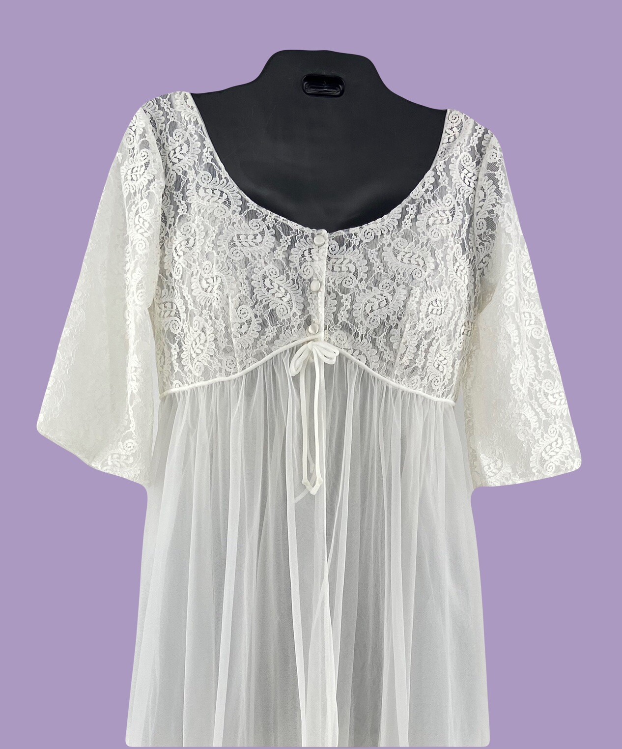 Vtg Lisette Al Sterling Lingerie Nightgown Bridal Peignoir Robe Set Size 32