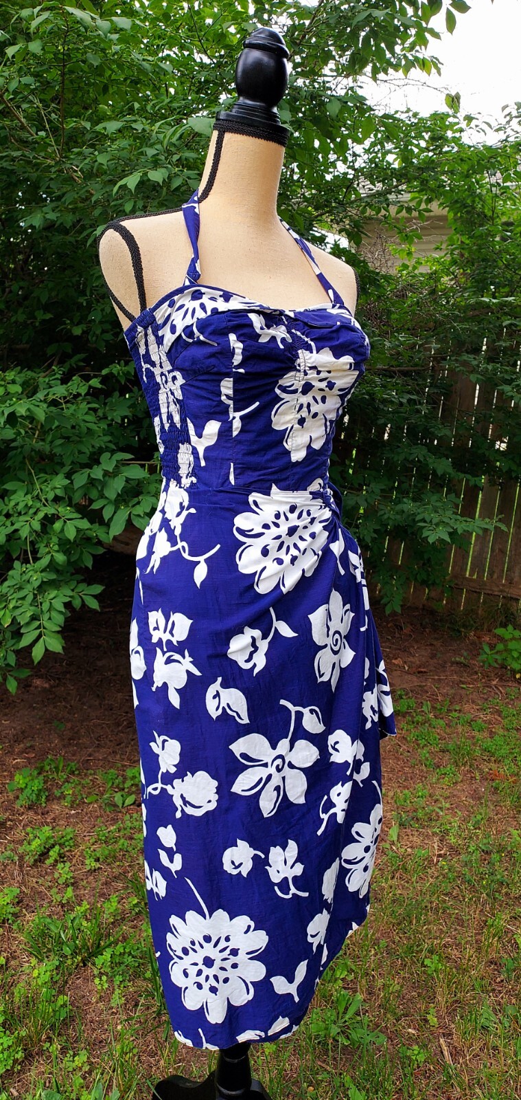 Vintage Liberty House Kahala Hawaiian Luau Floral Wrap Waist Padded Dress S/XS