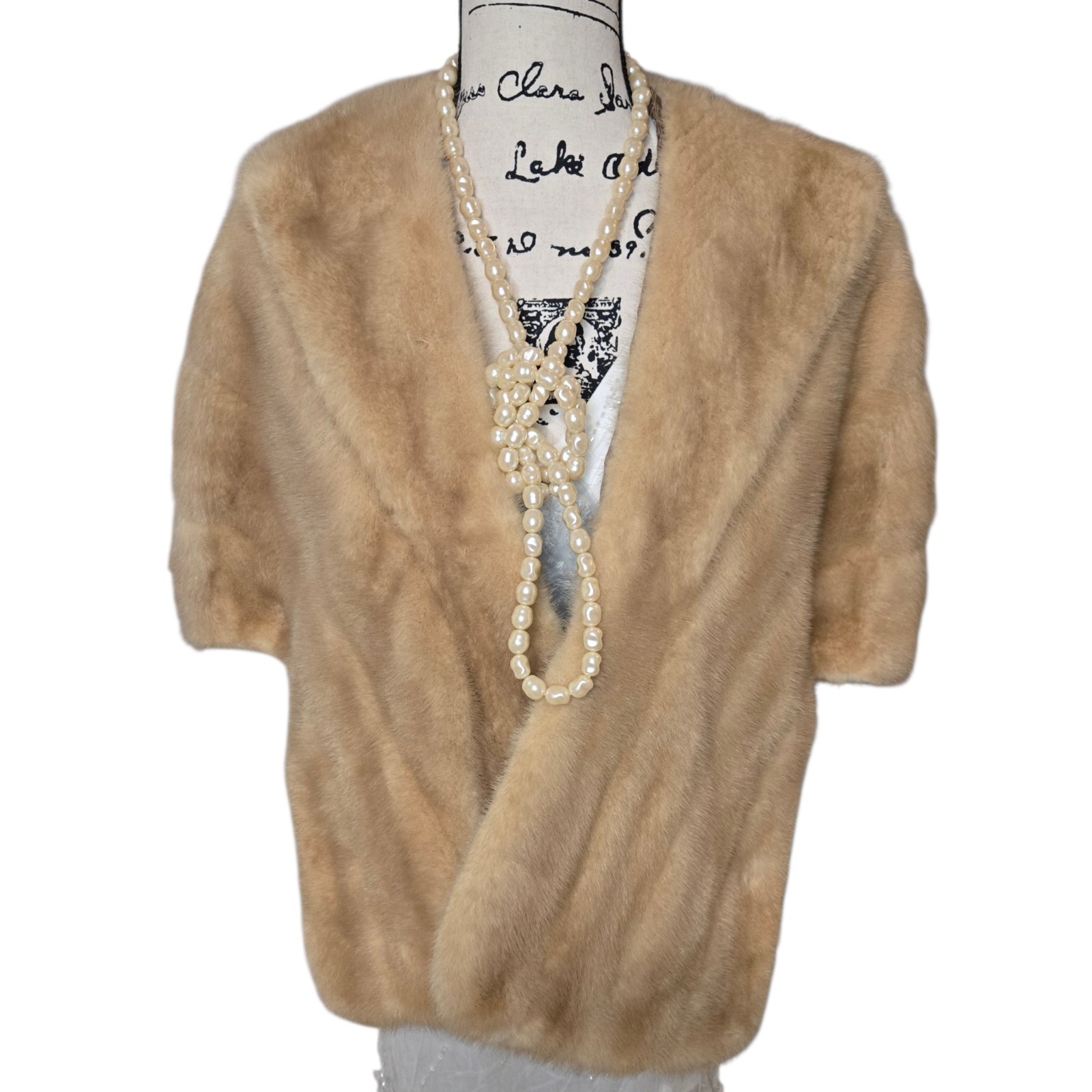 Luxury Vintage Fur Natural Blond Mink Stole Wrap Cape Bolero Formal Bridal Fur