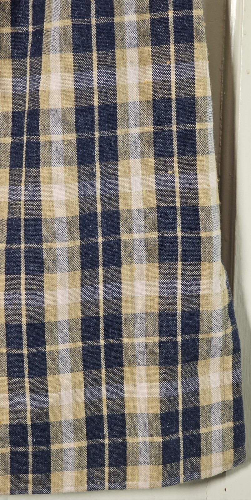 VTG 80’S Wool Pencil Skirt Women XS Blue Tan Pink Plaid Tartan Pleated Academia
