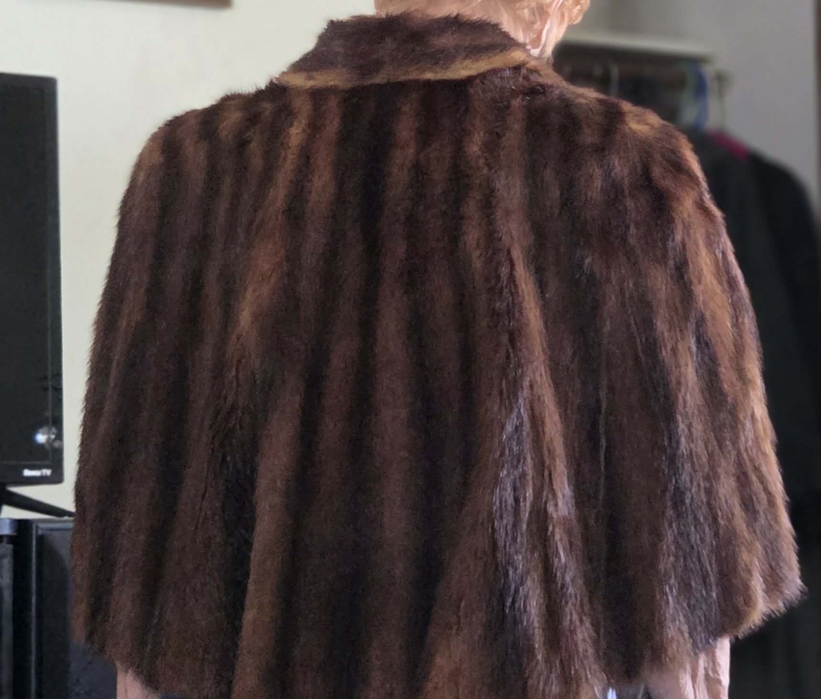 Vintage Real Mink Fur Stole Wrap Cape Dark Brown Mid-Century Hollywood Glamour