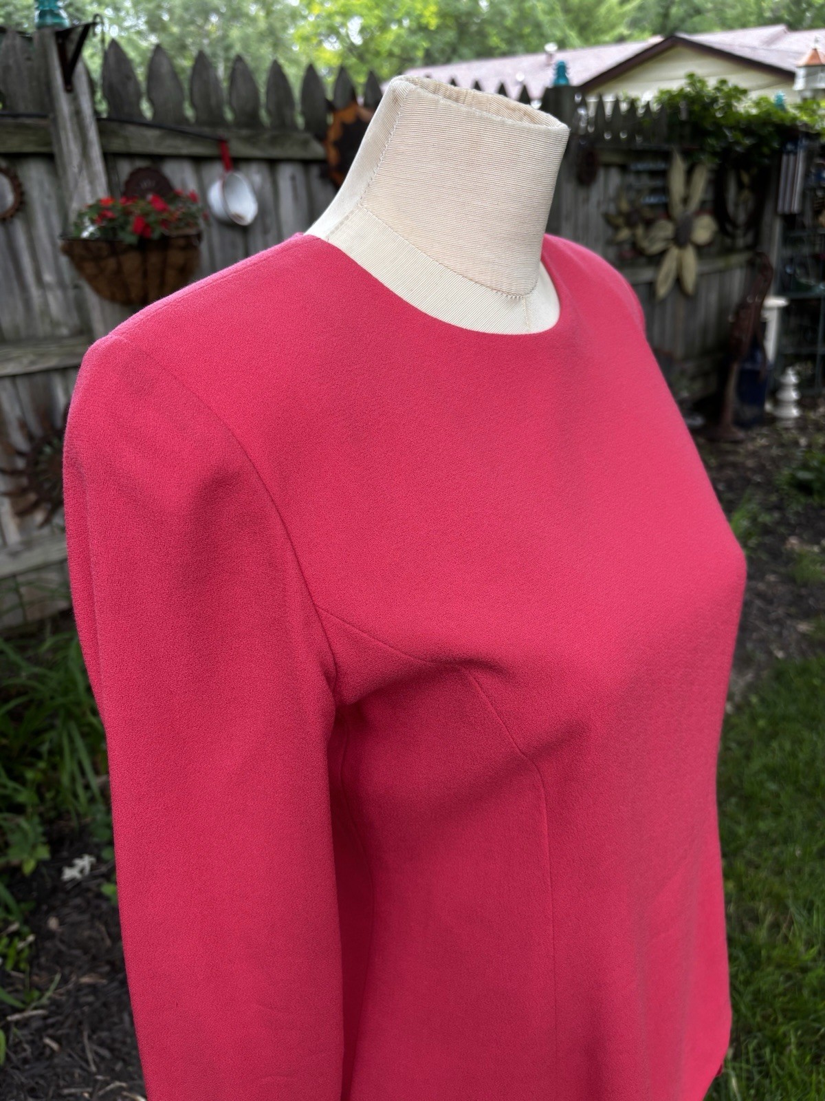 VTG 80s Dress Peplum 80s Career Cocktail Small Sz 4 Pink Wool Union 34x30x34″
