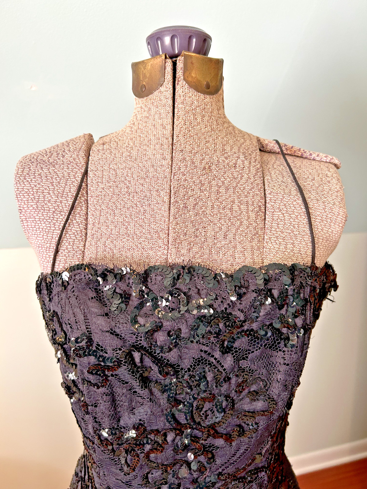 1960s 1970s Incredible Black Sequin Mermaid Gown With Statement Ruffle Bolero