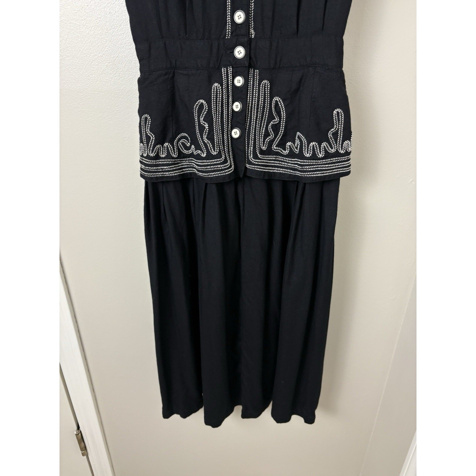 VTG Womens 80s Long Dress Western Dolly Parton Country Prairie Rodeo Cord Sz 4