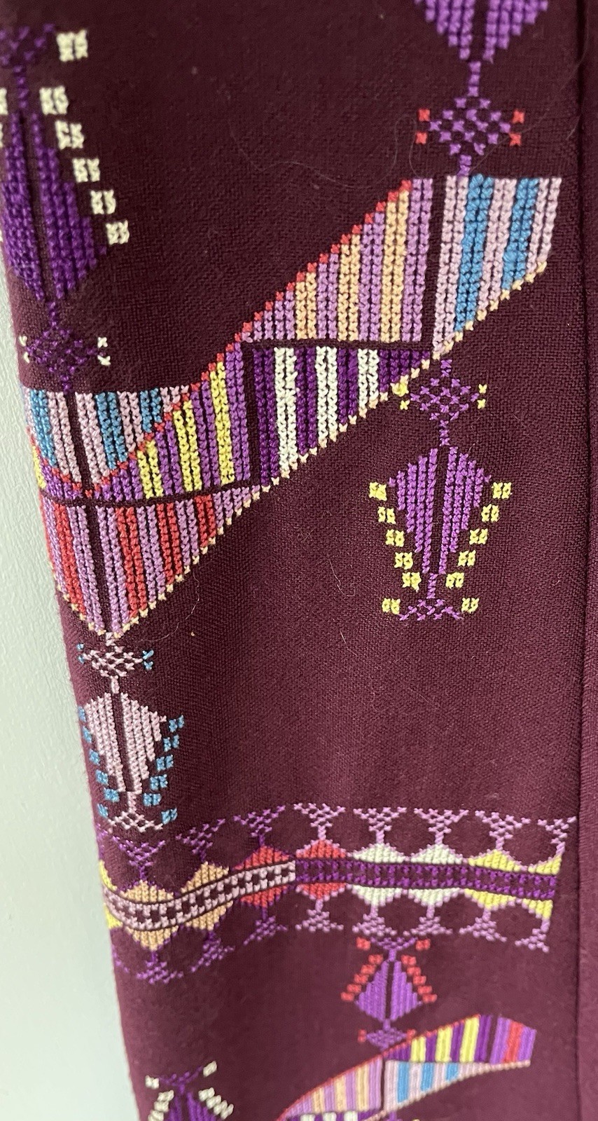 Vintage 1972 Hand Embroidered Wool Ethnic Caftan 70s Kaftan
