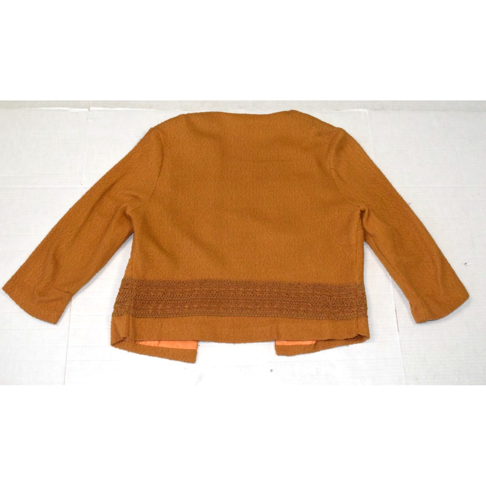 VTG Skirt Jacket Set Size S 60s Honey Brown Coarse Cotton Knit Union Made USA
